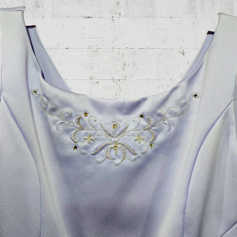 Vintage Y2K David's Bridal Purple Flower Girl Dress Orchid Beaded Gown Size 12 - Picture 6 of 16